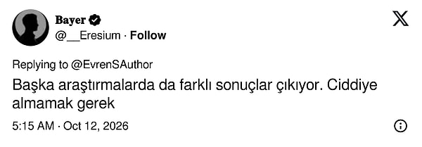 Bir kullanıcı, başka araştırmaların farklı sonuçlar verdiğini hatırlatarak haritanın ciddiye alınmaması gerektiğini söyledi.