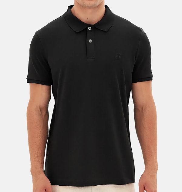 D'S Damat kıvrılmaz polo yaka siyah pamuklu tişört 2 alımda adet 974,25 TL!