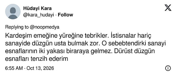 Bazıları da paylaşımı yapan ustaya teşekkür etti.