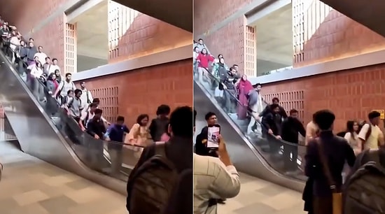 Başlık: Escalator Suddenly Accelerates at Bangladesh University, Triggering Panic Among Students