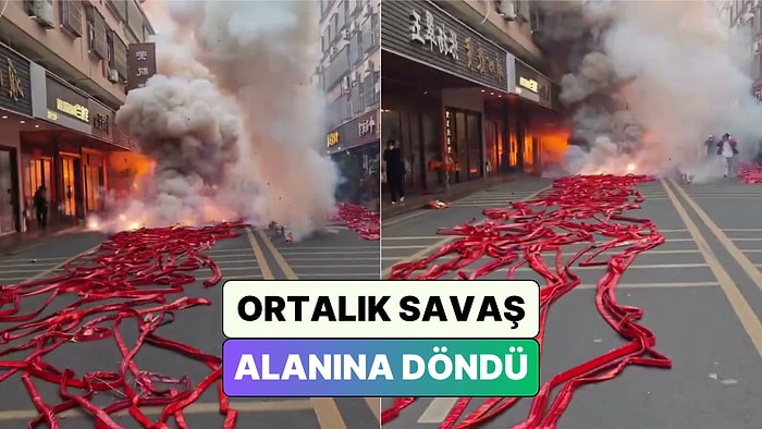 Çin'de Bir Festivalde Sokağa Serilen Fişekler Ortalığı Savaş Alanına Çevirdi
