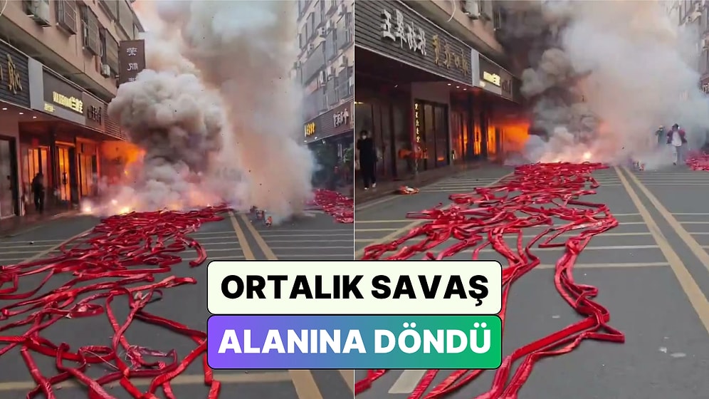 Çin'de Bir Festivalde Sokağa Serilen Fişekler Ortalığı Savaş Alanına Çevirdi
