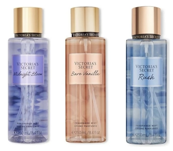 Victoria's Secret Bare Vanilla, Midnight Bloom ve Rush vücut spreyi seti ile ardında unutulmaz bir iz bırakacak!