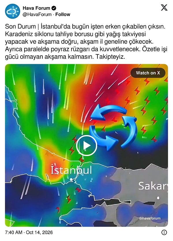 Hava Forum: "İstanbul'da bugün işten erken çıkabilen çıksın."