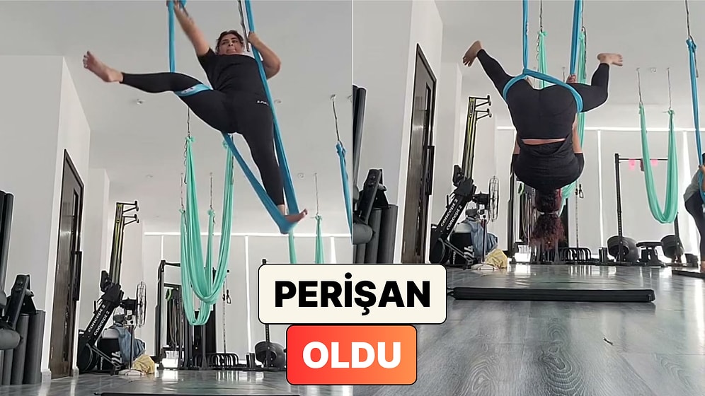 Hamak Yogası Yapan Kadın Ayağı Dolanınca Havada Asılı Kaldı