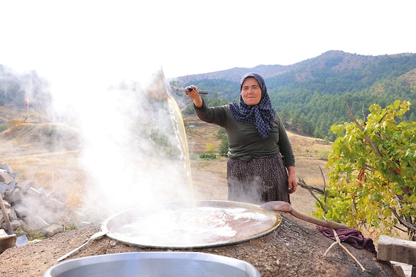 Ekinözü ilçesine bağlı Yeniköy Mahallesi Kozoğlu mezrasında yaşayan vatandaşlar, bağlardan topladıkları üzümleri geleneksel yöntemlerle işlemek için yoğun bir çalışma yürütüyor.
