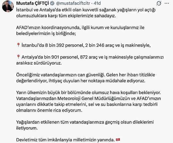Son olarak İçişleri Bakanı Mustafa Çiftçi, sosyal medya hesabından sürece ilişkin kapsamlı bir açıklamada bulundu.