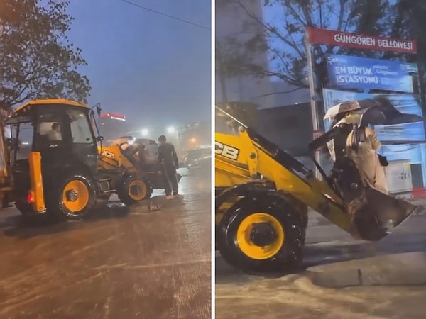 Merter'de mahsur kalan vatandaşlar kepçeyle kurtarıldı.