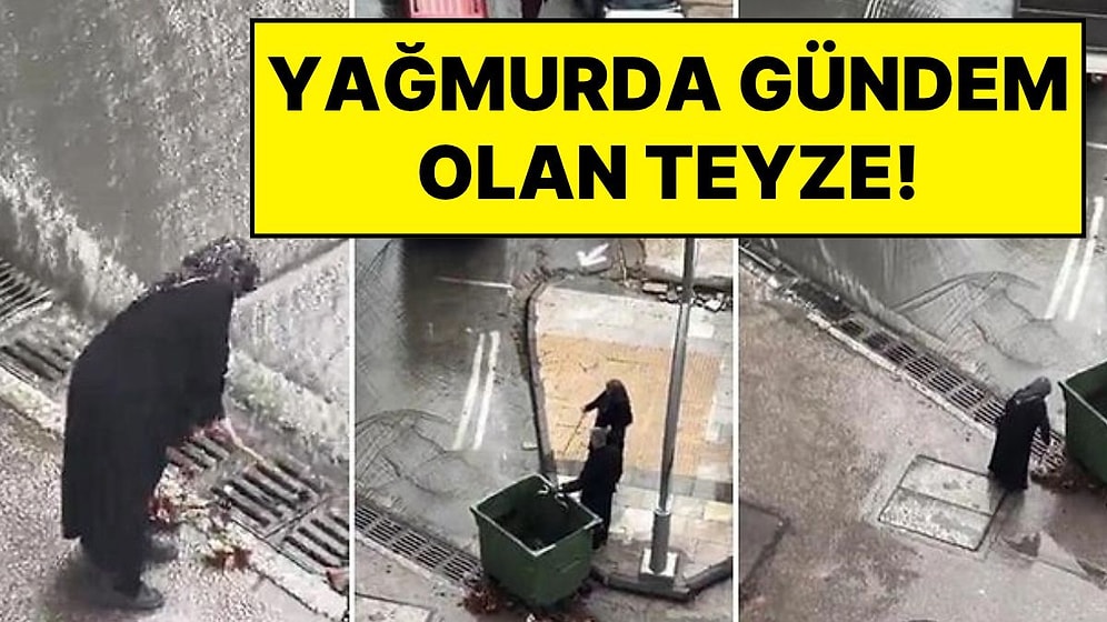 İstanbul'daki Sağanakta Sosyal Medyada Gündem Olan Görüntü: Kadın Bastonuyla Mazgalları Temizledi