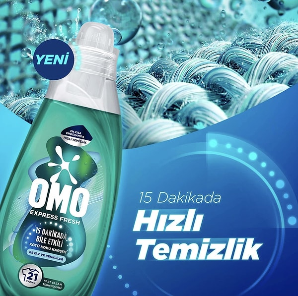 Omo Express Fresh kötü koku karşıtı sıvı çamaşır deterjanı 840 ml net 163,52 TL!