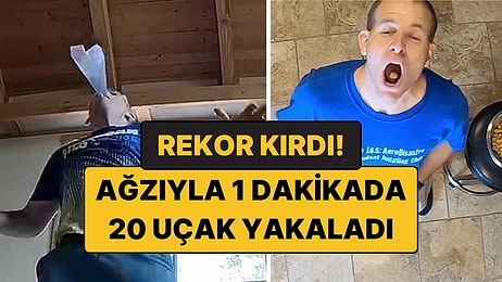 Ağzıyla Kağıt Uçak Yakaladı: 200'den Fazla Rekoru Olan Adam Yine Guinness'e Girdi