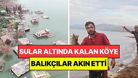 Aşırı Yağışla Birlikte Sular Altında Kalan Köye Balıkçılar Akın Etti