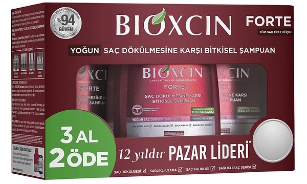 Bioxcin Forte yoğun saç dökülmesine karşı şampuan 300 ml '3 Al 2 Öde' avantajıyla!