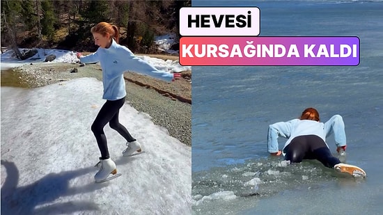 Tamamen Donduğunu Düşündüğü Gölde Kaymaya Giden Bir Kadın Perişan Oldu