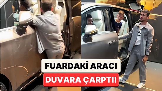 Otomobil Fuarında Sergilenen Araca Binen Çocuk Kaşla Göz Arasında Duvara Çarptı