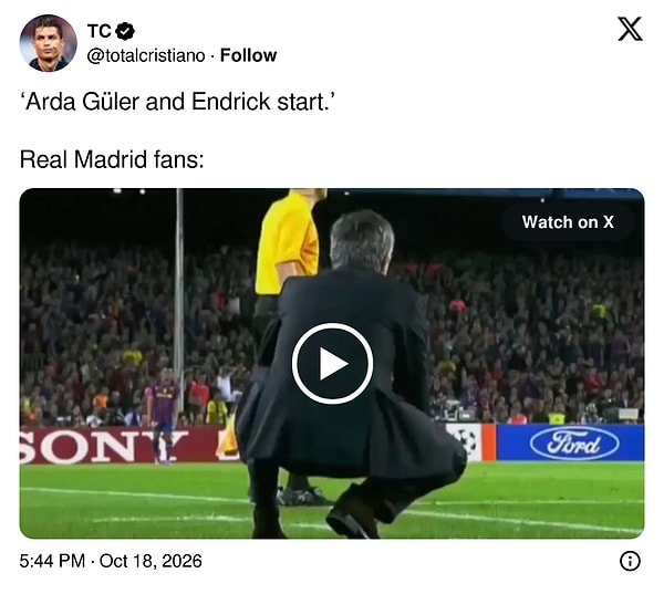 "Arda Güler ve Endrick ilk 11'de." Real Madrid taraftarları: