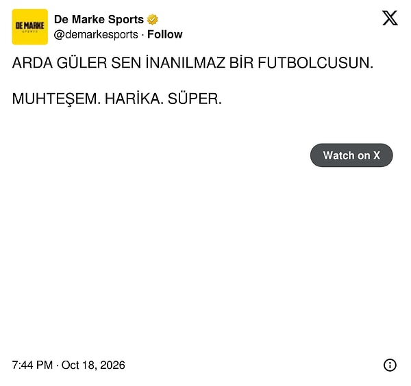 ARDA GÜLER SEN İNANILMAZ BİR FUTBOLCUSUN. MUHTEŞEM. HARİKA. SÜPER.