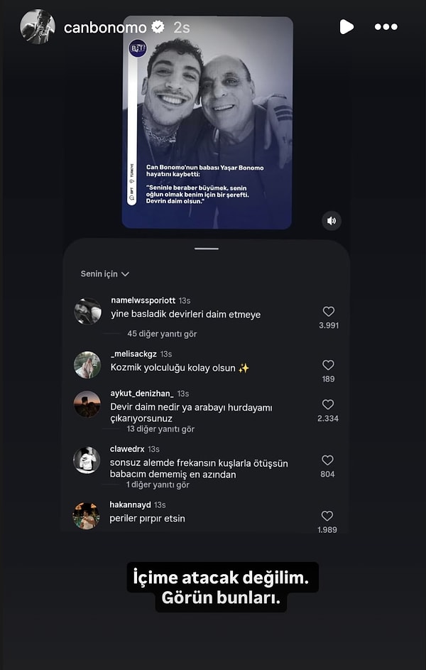 Can Bonomo, “Devri daim olsun” sözüyle dalga geçenleri ifşa etti: “İçime atacak değilim.”