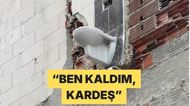Bayrampaşa'da Yıkılan Binadan Geriye 3. Kat Duvarında Asılı Bir Klozet Kaldı