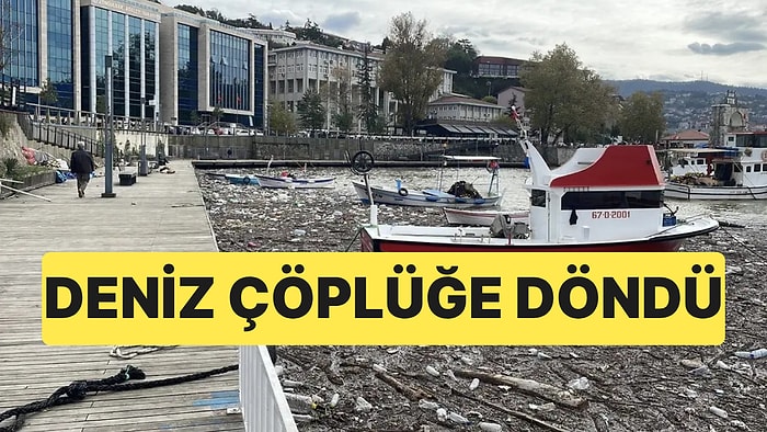 Zonguldak Limanı'nda Yağış Sonrası Manzara: Denizin Yüzeyi Çöplerle Kaplandı