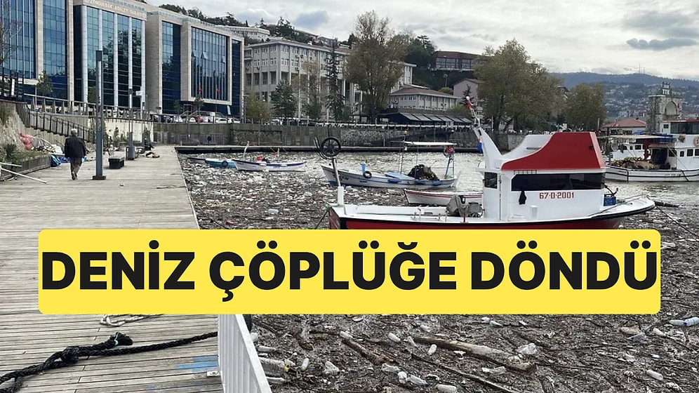 Zonguldak Limanı'nda Yağış Sonrası Manzara: Denizin Yüzeyi Çöplerle Kaplandı