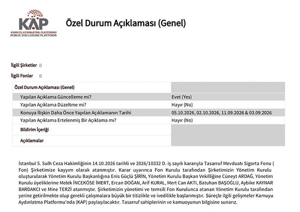 TMSF kayyum olarak atandı.
