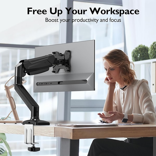 Ekran yüksekliğini ideal seviyeye getirerek boyun ve sırt ağrılarına son veren, masanızda ekstra alan açan eğilebilir ve döndürülebilir dayanıklı monitör standı.