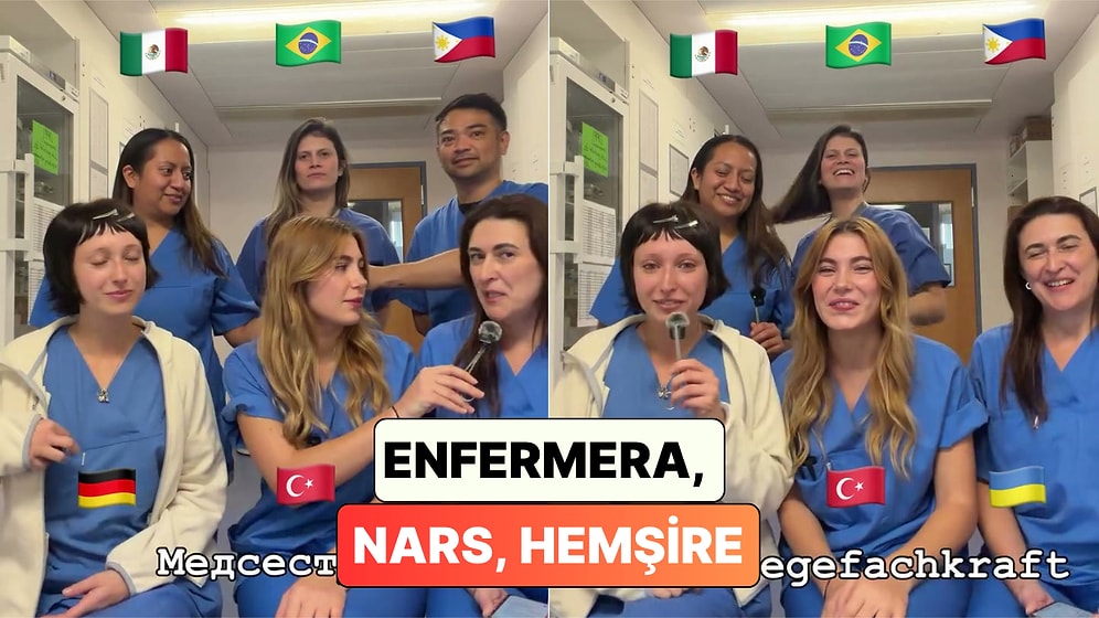 Almanya'da Çalışan Bir Hemşire Hastane Arkadaşlarıyla 6 Farklı Dilde Tıbbi Terimleri Söyledi