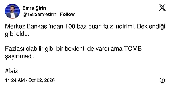 "TCMB şaşırtmadı."