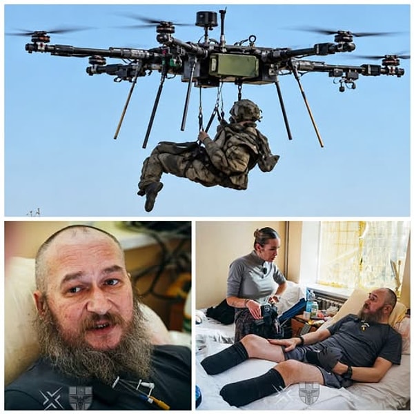 Kara ve robot tahliyesi mümkün olmayınca ağır bir drone ile havadan tahliye edildi.