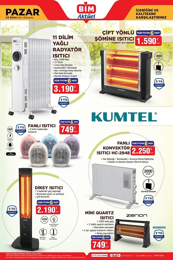 11 Dilim Yağlı Radyatör Isıtıcı 3.190 TL