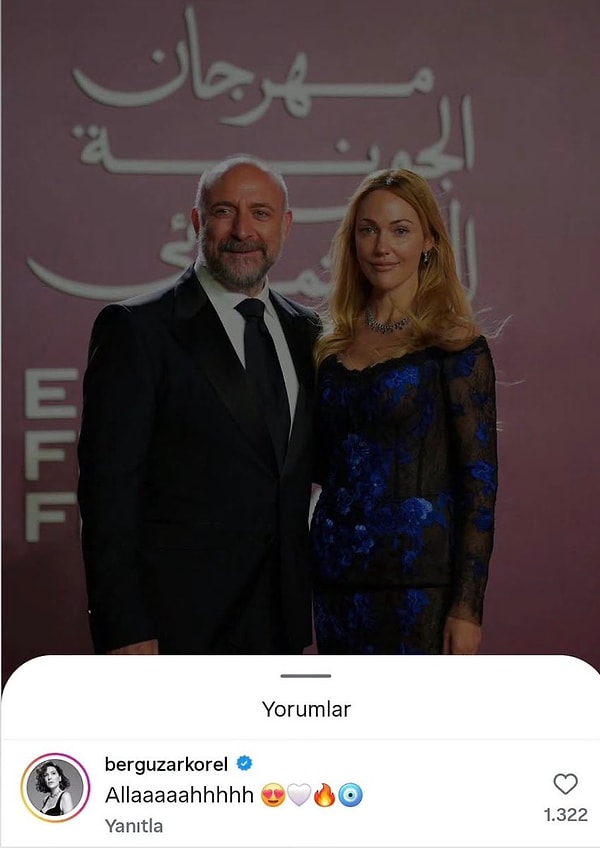 Kırmızı halı fotoğrafına Bergüzar Korel de kayıtsız kalmadı.