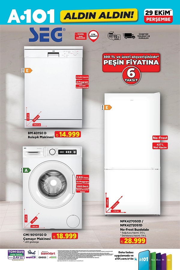 SEG BM 401SO D Bulaşık Makinesi 14.999 TL