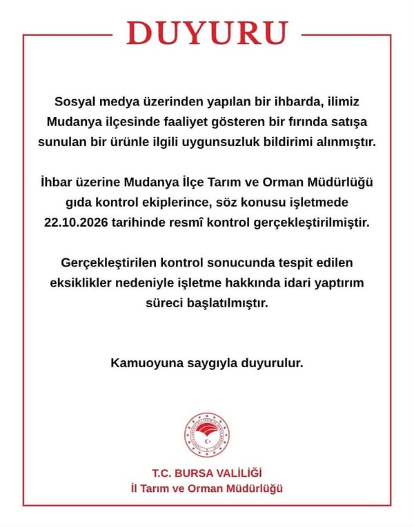 Sosyal medya ihbarının ardından yapılan resmi denetimde eksiklikler tespit edildi ve işletmeye idari para cezası uygulandı.