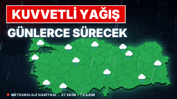 Meteoroloji Haritayı Paylaştı, Türkiye Yeşile Boyandı: Kuvvetli Yağış Günlerce Sürecek