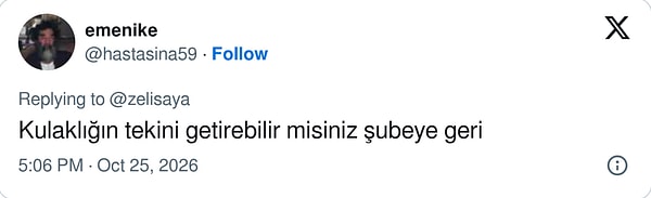 Şubeye iade.