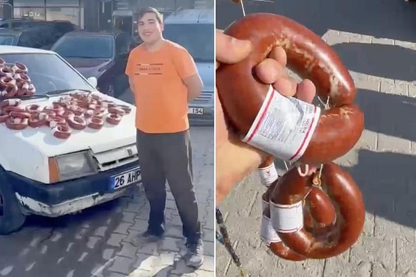 Kaportasında çürükler bulunan Lada, 100 kilo dana sucuğuna gitti
