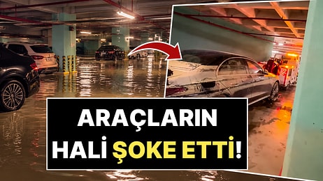 Vadi İstanbul AVM Otoparkında Selden Hasar Gören Araçların Çekicilerle Çıkarılması Görenleri Şaşkına Çevirdi