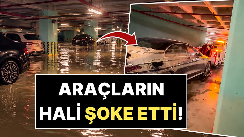 Vadi İstanbul AVM Otoparkında Selden Hasar Gören Araçların Çekicilerle Çıkarılması Görenleri Şaşkına Çevirdi
