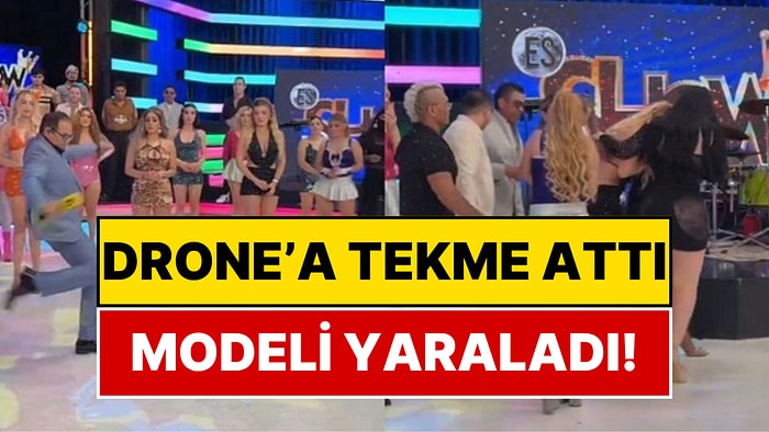 Canlı Yayında Sinirlenip Drone'a Tekme Attı: Cihaz Modelin Yüzüne Çarptı, Kanal Harekete Geçti!