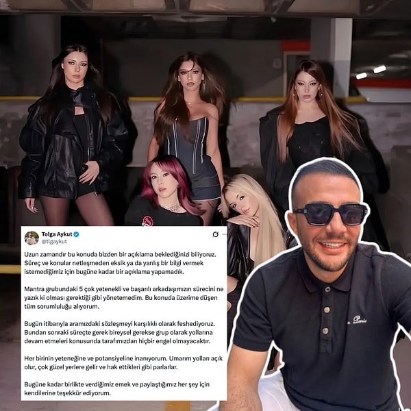 MANTRA'nın kuruluş sürecinde önemli rol oynayan ve Mahzen Medya'nın kurucusu olan yapımcı Tolga Aykut, sosyal medya hesabından yaptığı açıklamayla grupla yollarını ayırdığını duyurdu.