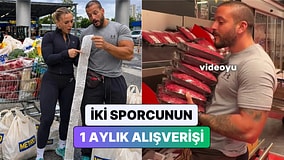 İkisi de Spor Hocası Olan Bir Çift Etten Sebzeye Bir Aylık Market Alışverişlerini Paylaştı