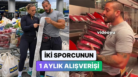 İkisi de Spor Hocası Olan Bir Çift Etten Sebzeye Bir Aylık Market Alışverişlerini Paylaştı