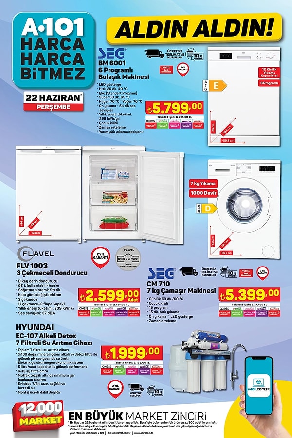 SEG 6 Programlı Bulaşık Makinesi 5.799 TL