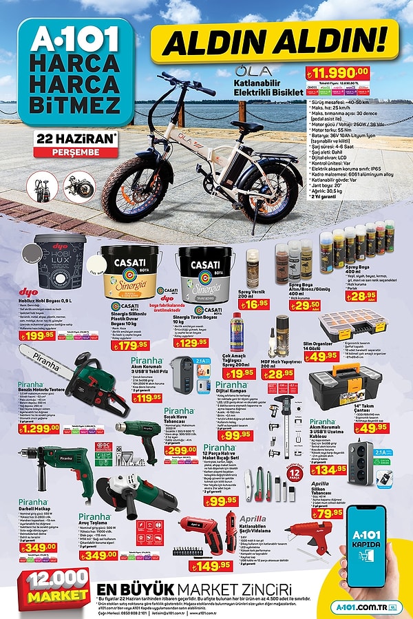 OLA Katlanabilir Elektrikli Bisiklet 11.990 TL