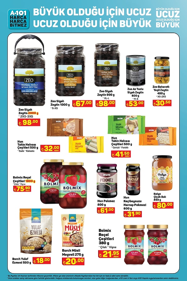 24 Haziran tarihinden itibaren geçerli;