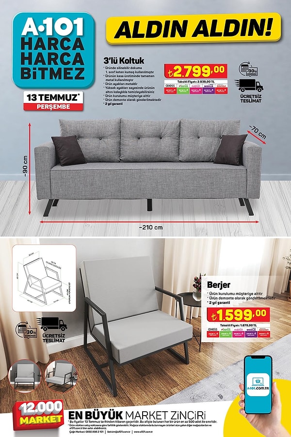 3'lü Koltuk 2.799 TL