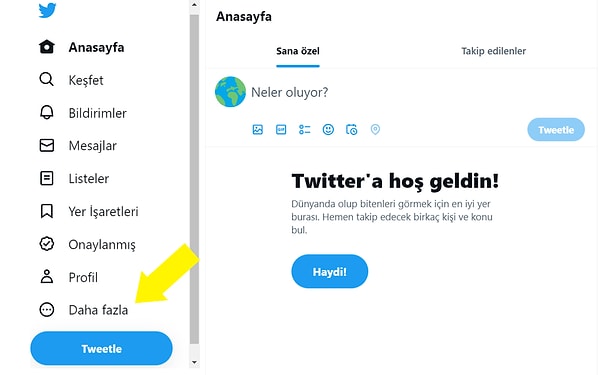 Adım 1 : Ana sayfada bulunan "Daha Fazla" simgesine tıklayın.