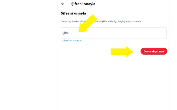 Adım 4 : Sizden istendiğinde şifrenizi girin ve "Hesabını devre dışı bırak" butonuna tıklayarak devam etmek istediğinizi onaylayın.