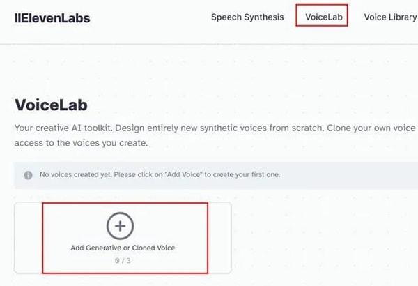 Kendi sesiniz ile farklı dillerde konuşmak istiyorsanız, ilk olarak ElevenLabs'da bulunan VoiceLab bölümü üzerinden size ait 1-3 dakikalık net bir ses kaydını platforma yüklemeniz gerekiyor.